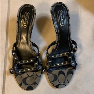 COACH studded kitten heel slides SZ 8